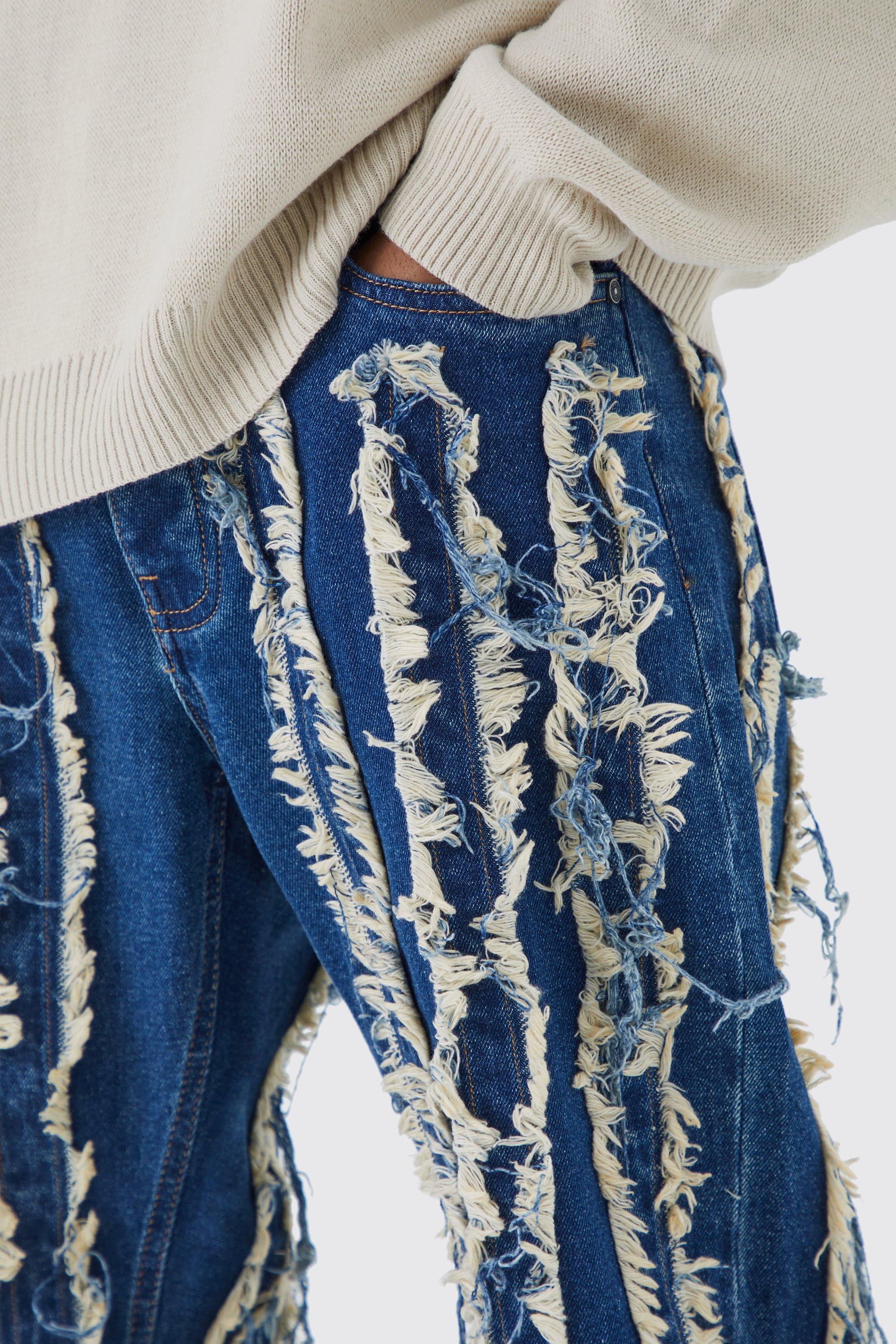 Side best sale frayed jeans